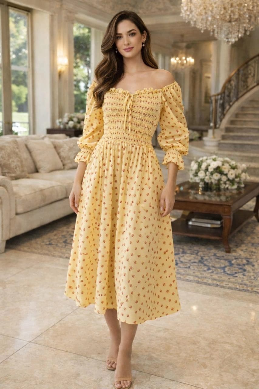 Vestido Midi Amarelo Claro