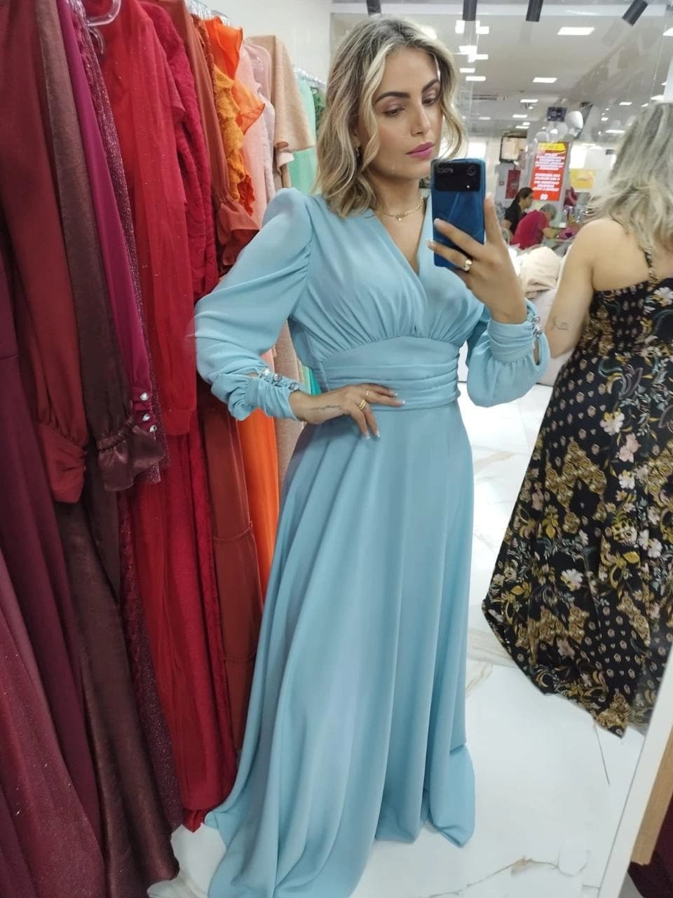 Vestido Longo Azul-Claro