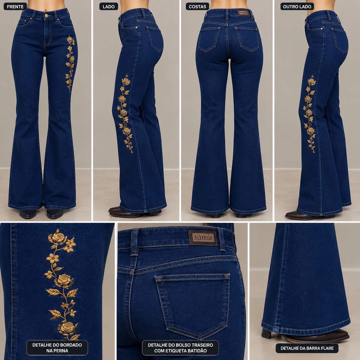 Calça Flare Feminina Country