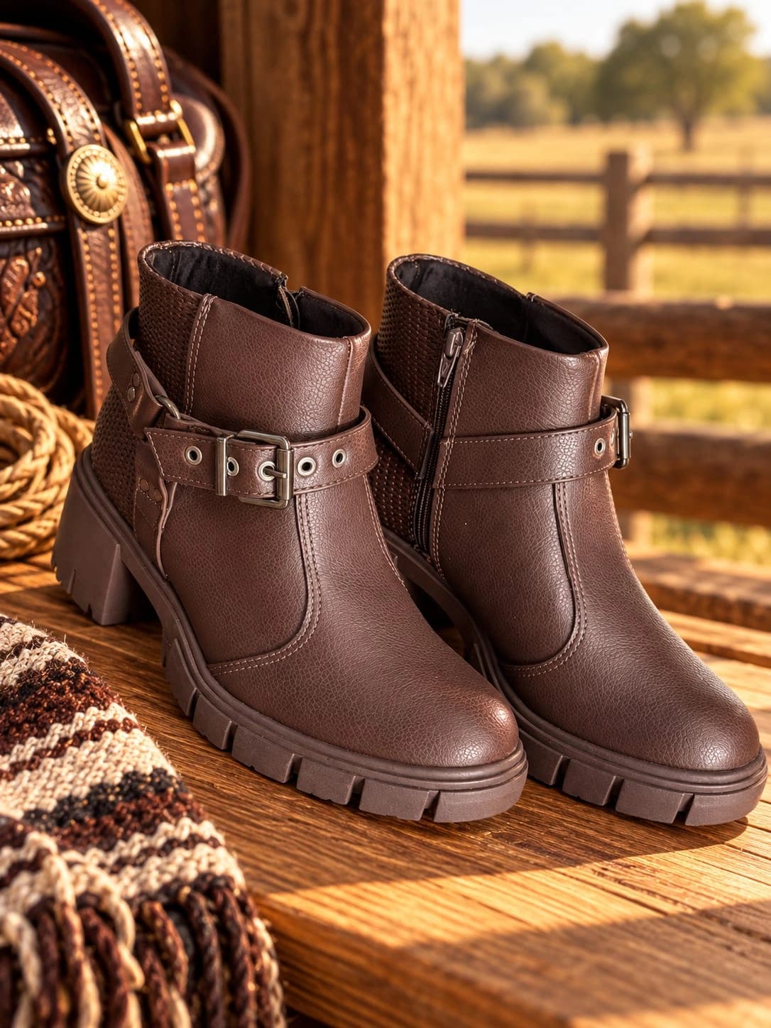 Bota Feminina Estilo Coturno Marrom Café