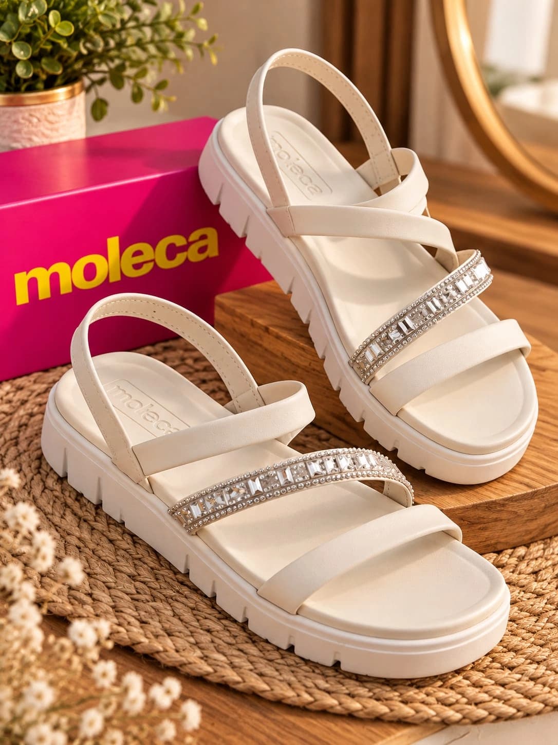 Sandália Feminina Moleca – Off White